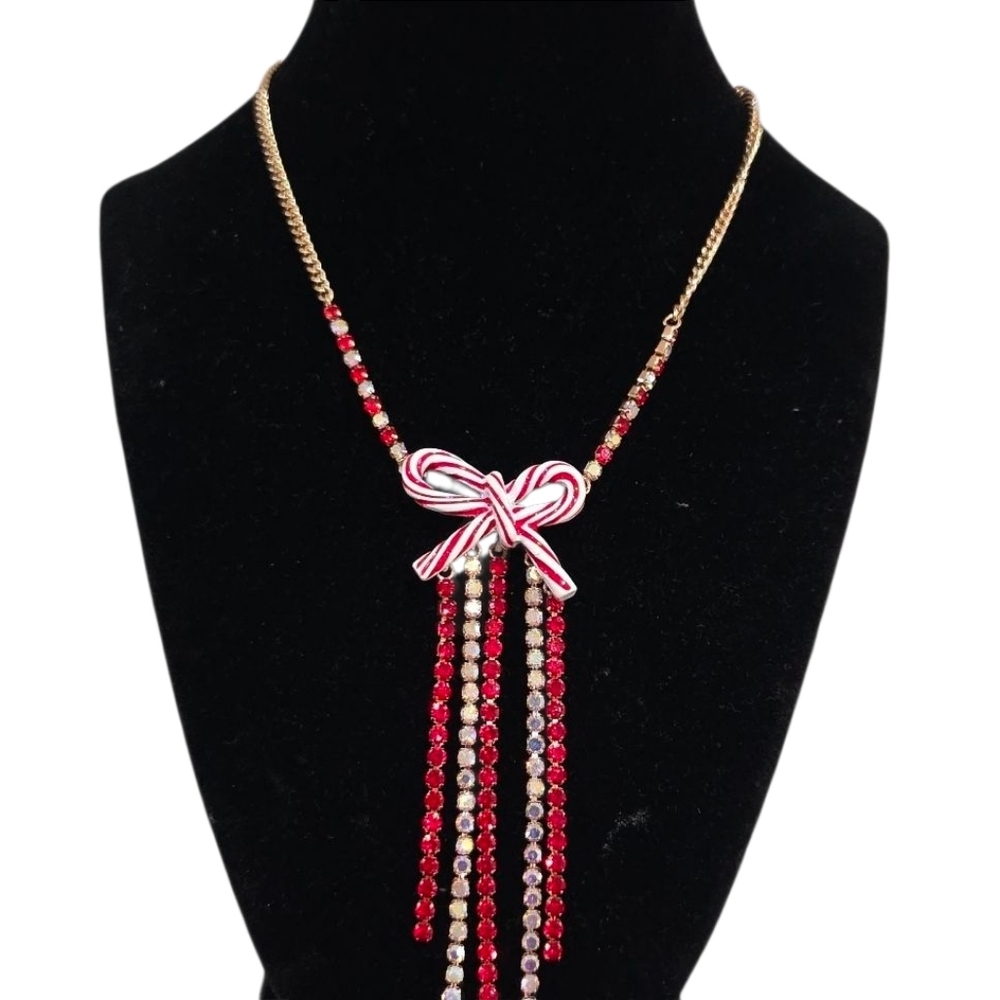 ❤️▪️Betsey Johnson▪️ Candy Cane Bow 16in Necklace